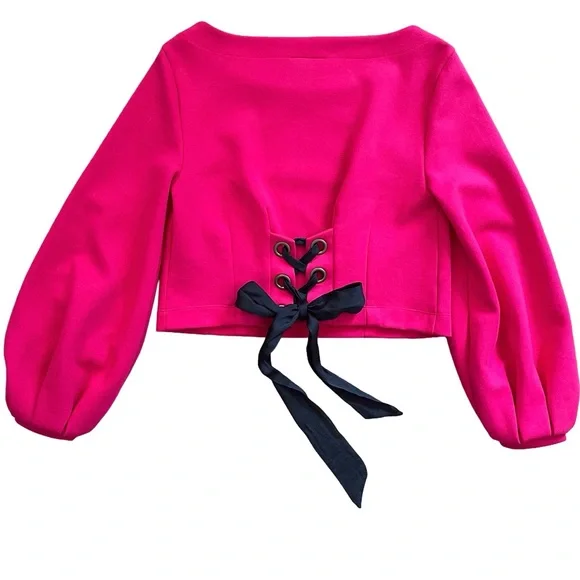 Maeve Anthropologie Hot Pink Corset Tie Back Top - Picture 4 of 9